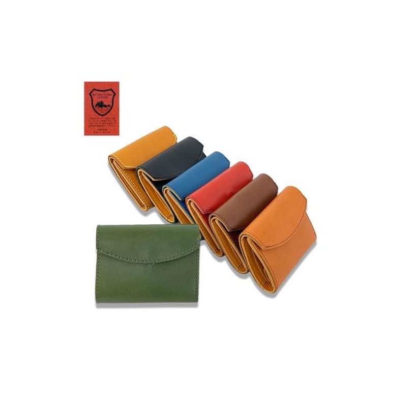 Tochigi Leather Trifold Mini Wallet Navy