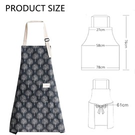 JEOPKO 1 PC PVC Apron For Women with Pockets, Cooking Apron Waterproof Kitchen Apron Chefs Pinafore Bib Aprons Wipe Clean Apron With Pockets For Baking Grilling Household Cleaning