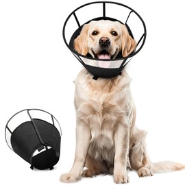SlowTon Soft Dog Cone Collar, Comfy Dog Recovery Collar After Surgery with Reflective Strips, Adjustable E Collar to Prevent Licking Biting, Breathable Elizabethan Collar for Small Medium Large Dogs