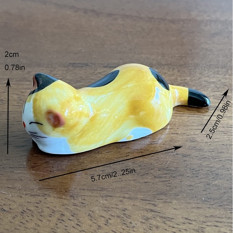MIUFA Ceramic Cute Cat Chopsticks Rest Dinner Spoon Stand Knife