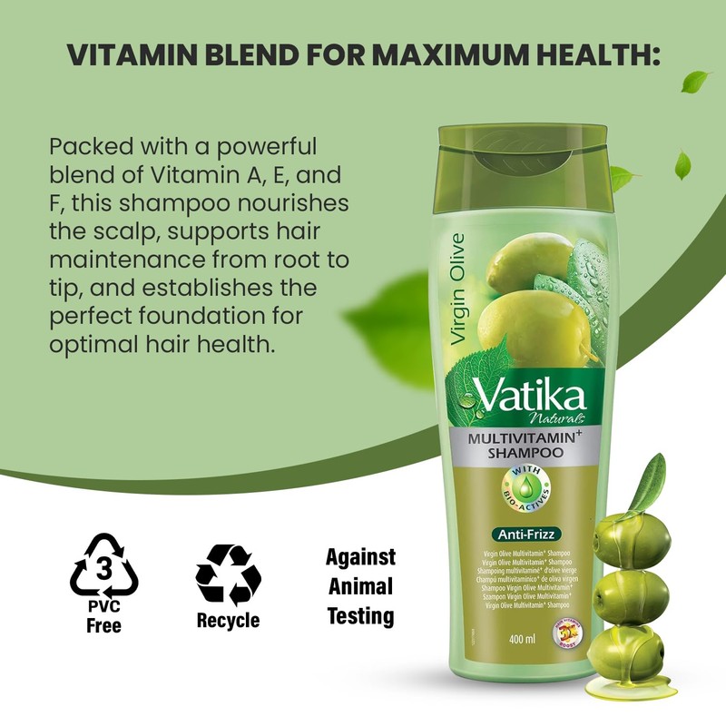 Vatika Naturals Multivitamin Olive Shampoo - 400ml, Enriched With Virgin