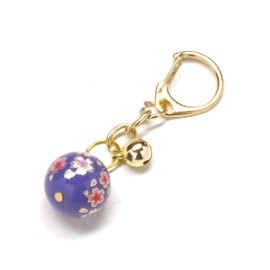 Kutani Flower Ball Keychain with Bell