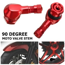 JNNJ 2 x Universal Tyre Valve 90 Degree Metal Valves, Motorcycle Angle Valve, Rim Valve Extension Adapter, Aluminium Alloy Motorcycle Valves (Red)
