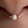 Gold Septum Ring 20 Gauge White Opal Septum Piercing Hoop