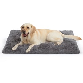 WAYIMPRESS Large Dog Bed Crate Pad Mat for Dog Cages Fluffy Washable Dog Bed for Large Medium Size Dog Soft Kennel Pad Anti-Slip Pet Bed,35" x 23",Dark Grey