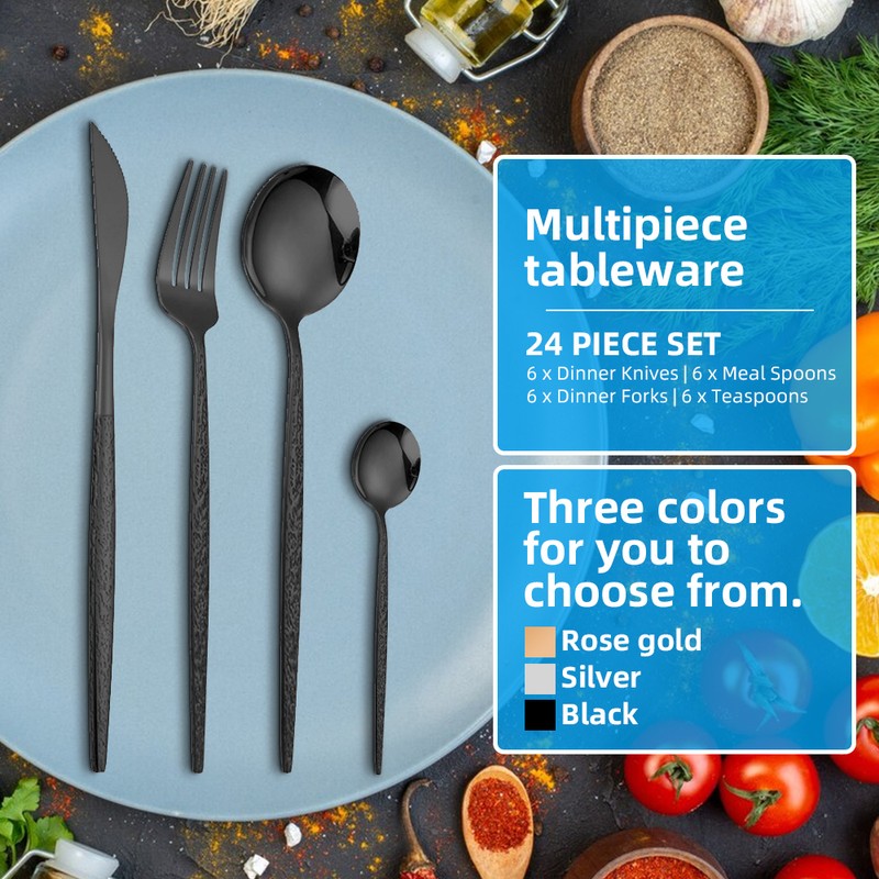 24 Pieces Silverware Set for 4 Stainless Steel Flatware Set
