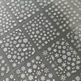 30 Sheets Snowflakes Nail Art Stickers 3D Nail Decals Silver Nail Art Design Nail Supplies Self Adhesive Christmas Nail Art Charms for Women Girls Manicure Decoration