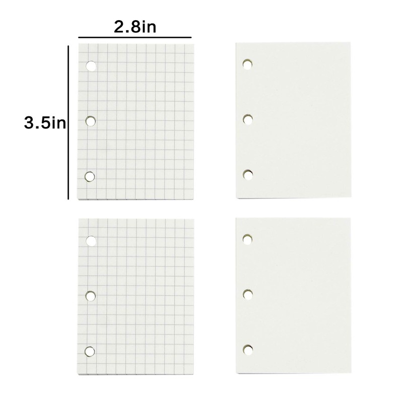 4 PCS Mini 3-Ring Binder Covers Notebook Refiller Insert Paper,2