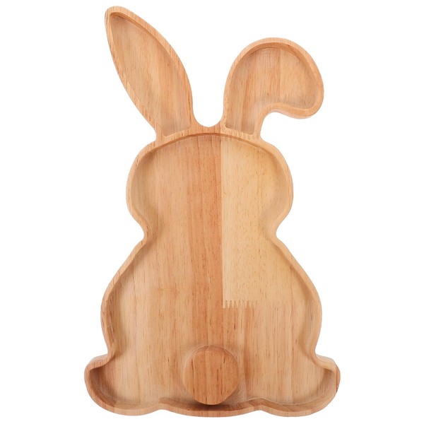MAGICLULU Ostertabletts Bauernhasen-Serviertabletts Osterhasen-Förmige Holzplatten Kaninchenförmige Wurstwarenbrett Hölzernes Brot-Serviertablett Dessert-Serviertablett