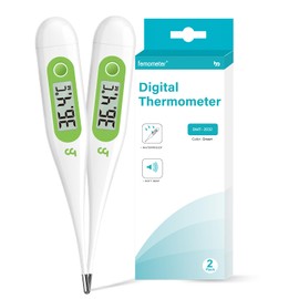 femometer Digitales Fieberthermometer, Rektal, Oral, Achselthermometer Fieber Thermometer für Baby Kinder Erwachsene, Genaue und Schnelle Ablesungen, Wasserdichte Sonde (grasgrün-2 packungen)