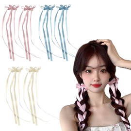 nalaina Hair Clip, Hairpin (Set of 6) (3 Colors, 6 Pieces), Bowknots, Ribbon, Non-Traced, Hair Ornament, Lace, Hair Accessory, Bow, Stylish, Cute, For Kids, Women's, Coming-of-Age Ceremonies,