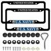 2 Pcs Aluminum License Plate Frame for U.S. Navy,4-Hole Matte