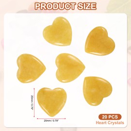 PATIKIL Heart Crystals Stone, 20 Pcs Natural Crystal Polished Love Gemstone Rose Quartz Pocket Bulk Set Balancing Meditation Gifts for Mother Women Birthday, Yellow