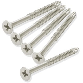 Cauldham Satin Nickel Wood Screws #9 x 2-1/4 Inch for Door Hinges - 25 Pack