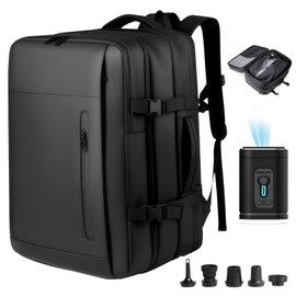 sykart Vacuum Backpack Travel with Pump, 60L Expandable Vacuum Compression Backpack with Vacuum Seal, Water Resistant TSA Lock Carry On Backpack for Travel