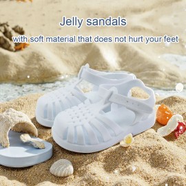 2025 US Warehouse in Stock White Color 21-28 Size Girls Anti-slip Beach PVC Jelly SandalsColor: White, EUR Size: 25
