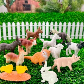 Safari Ltd. Farm Babies TOOB - Figurines: Donkey, Pony, Goat, Lamb, Horse, Cat, Corgi, Pig, Chicken, Holstein, Bunny - Educational Toy Figures For Boys, Girls & Kids Ages 3+