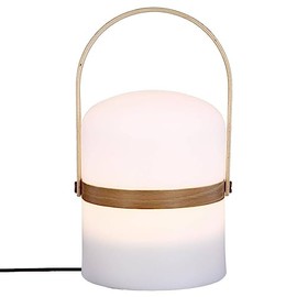 Outdoor Lamp with Wooden Handle, White, 26.5 cm