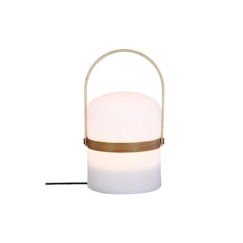 Outdoor Lamp with Wooden Handle, White, 26.5 cm