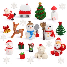 FINGOOO 30 Pieces Christmas Resin Ornament, Christmas Tableware Assorted Snowman, Santa, Reindeer, Snowflake, Xmas Tree Assorted for Kids Home Decor