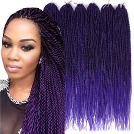 Palace hair 6Pack/LOT Senegalese Twist Crochet Hair Braids Small Easy Twist Crochet Braiding Hair 2S Senegalese Twists 14 inch 18inch 24inch 30strands/pack Hairstyles For Black Women color (24inchs, T1B/purple)
