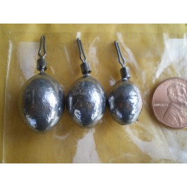 HOME MADE 75 PCS. DROP SHOT EGG SINKERS, 1, 3/4, 1/2 OZ. W/#4 LINE GRIP SWIVEL 25 EA.