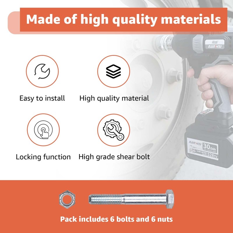 Grade 5 Shear Bolt Kit Compatible with Rotary Cutters &