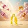 1Pc Yellow Women Girl Bow Satin Ribbon Ponytail Scarf Hair