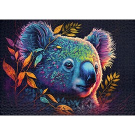 Ulmer Puzzleschmiede - Koala-Puzzle „Schmuckstück“ - Kunstvoll inszeniertes 1000 Teile Puzzle mit bunt geschmücktem Koala - aus der Puzzle-Kollektion Farben & Fantasy, Qualität Made in Germany