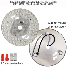 18W 5CCT Ceiling Fan Light Kit,LED Light Engine Retrofit Kit,Close to Ceiling Light LED Board Panel Replacement,ETL Listed
