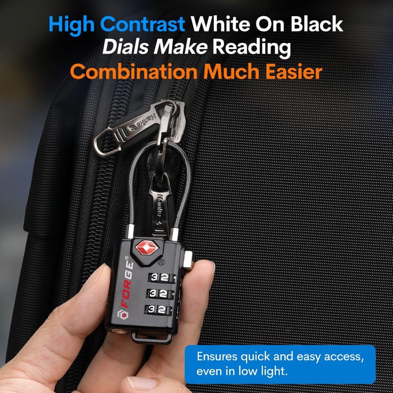 TSA Approved Cable Luggage Locks, 6 Pack, Easy Read Dials
