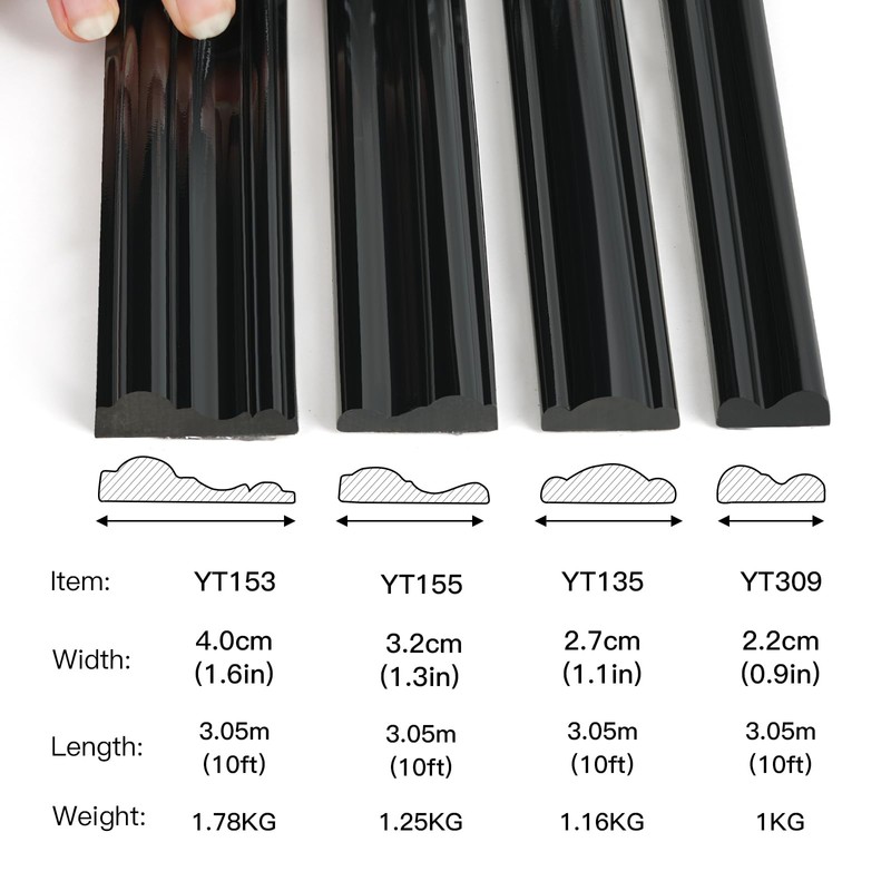 YEFANXI Flexible Chair Rail Panel Molding Finish Trim ，10FT*1.3IN Peel