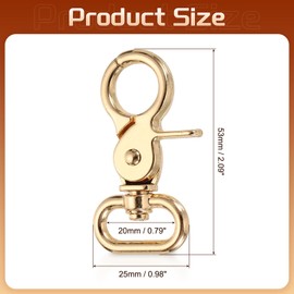 sourcing map 6Pcs Swivel Snap Hook, 20mm(3/4") Trigger Snap Heavy Duty Zinc Alloy Metal Lobster Claw Clasp Lanyard Clips for Straps Bags Belting Leathercraft, Light Gold
