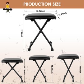 FKEBGDSU Piano Bench, Adjustable Keyboard Bench, X-Shaped Portable Piano Bench, Padded Music Bench Foldable Keyboard Stool, Non-Slip and Waterproof, Suitable for Children and Adults