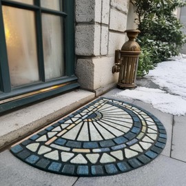 CHICHIC Welcome Door Mat 18 x 30 Inch Front Doormat Outdoors for Home Entrance Outdoors Mat for Outside Entry Way Doormat Entry Rugs, Heavy Duty Non Slip Rubber Back Low Profile, Blue Green