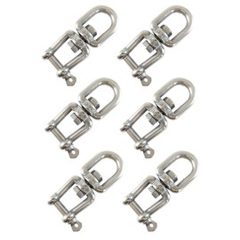FregocS SW-OX-M6-6p Shackle, 0.2 inch (6 mm) Nominal Stainless Steel, Convenient Set of 6, Swivel Can