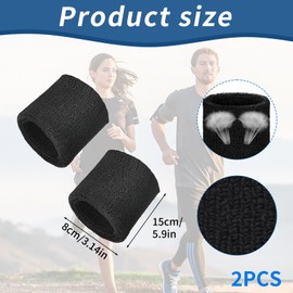 Pack of 2 Sweatband Wrists, Sweatbands Wrist Absorbent, Sweatband Sports Sweatband Bracelet Soft Cotton for Football Basketball Tennis Gymnastics Sports Sweatbands for Men and Women