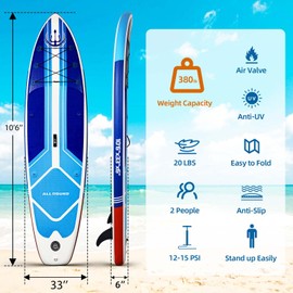 Inflatable Stand Up Paddle Board, Ultra-Light 10'6 × 33" × 6" with Board Accessories Kit Adjustable Paddle Hand Anti-Slip EVA Deck for Adults Youth