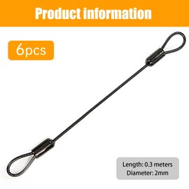 6-Pack Stainless Steel Wire Rope Lanyard Cable Tether Safety Strap Iron Safety Cable Wire with Double Looped Ends Coated Plastic Security Cable Luggage Lock for Chain Lock