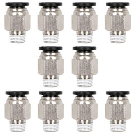 Beduan Push to Connect Fitting, 3/8" Tube OD x 3/8" NPT Thread Male Straight Pneumatic Air Fitting (Pack of 10)