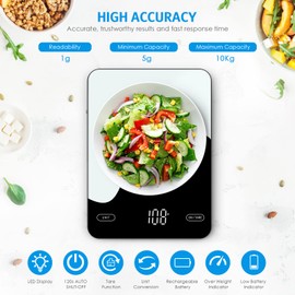 Brifit Digital Kitchen Scales 10 kg/1 g, Intelligent Kitchen Scales with Calorie Counter Nutritional Calculator App, Graduation 1 g, Digital Wireless Kitchen Scale, LED Display & Tare Function