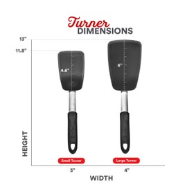 UpGood Silicone Turner Set 600ºF Heat Resistant - Large & Small Kitchen Spatulas with Tapered Edges & Flexible Stainless Steel - Cooking Utensil for Flipping Egg, Pancakes in Nonstick Cookware (2 Pcs)