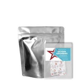 PackFreshUSA: 50 Pack - 7 Mil - Quart Seal-Top Stand Up Mylar Bags - 200cc Oxygen Absorbers - Rounded Corners - Long-Term Food Storage Guide