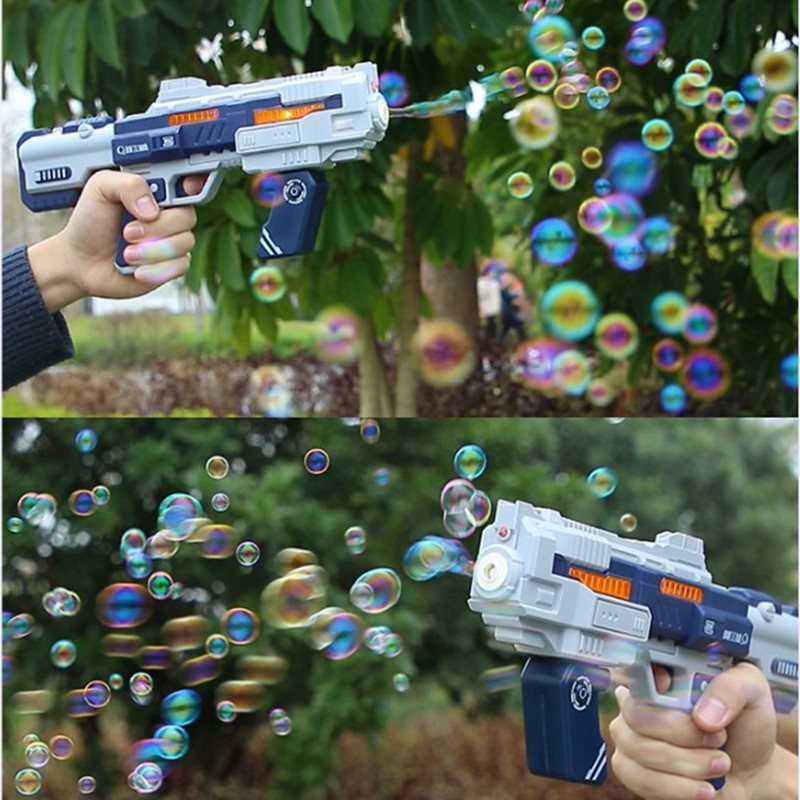Electric Bubble Machine Gun for Kids Summer Soap Water Bubble