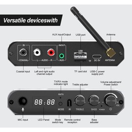 GTMEDIA A6 Bluetooth 5.1 Receiver Transmitter Bass Audio Adapter Coaxial USB TF