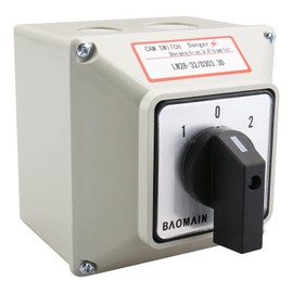 Baomain Universal Rotary Changeover Switch LW28-32/D303.3D with Master Switch Exterior Box 660V 32A 12 Terminals 3 Phase