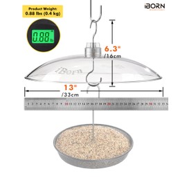 iBorn Baffles for Bird Feeders, 13” Bird Feeder Cover for Rain Guard, Birds Feeders Rain Guard, Full Protection for Feeders for Outdoors, Chew-Proof Polycarbonate, Pack of 2, Transparent