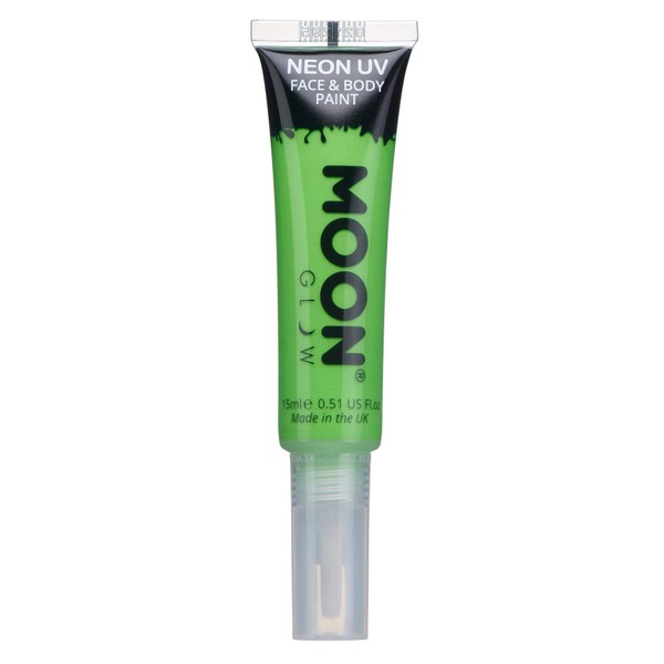 Moon Glow Intense Neon UV Face Paint, Green, Single, with Brush Applicator, 15 ml