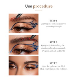 Yulinlon Q708 3D Microblading Eyebrow Pencil, Waterproof, 4-Tipped, Long-Lasting, Micro-Fork Applicator for Natural Brows, All Skin Tones (3#Grey)