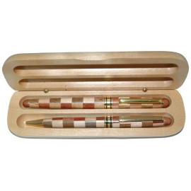 Multi Wood Color Ball and Roller Ball pen in Maple Wood Box